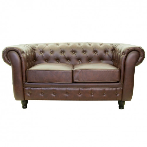 диван chesterfield двухместный прямой коричневый в Кургане