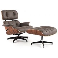кресло eames style lounge chair кожа коричневое в Кургане