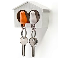 держатель+брелок для ключей двойной sparrow белый-оранж в Кургане