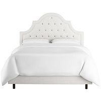 кровать двуспальная 180х200 белая с каретной стяжкой harvey tufted white в Кургане