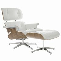 кресло eames style lounge chair & ottoman белое в Кургане
