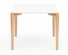стол обеденный с белой столешницей и коричневыми ножками quatro compact в Кургане