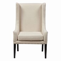 кресло мягкое с ушами белое nailhead fabric armchair в Кургане