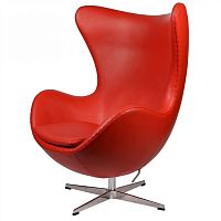 кресло arne jacobsen style egg chair кожа красное в Кургане