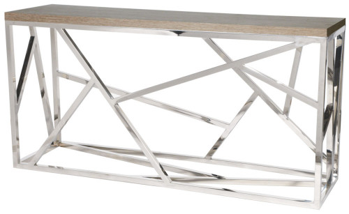консоль geometric 180x50x90 хром, коричневая столешница в Кургане