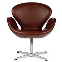 кресло swan chair кожа коричневое в Кургане