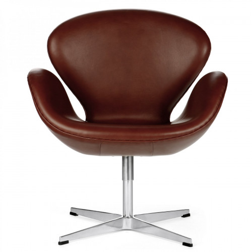 кресло swan chair кожа коричневое в Кургане