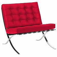 кресло barcelona chair кожа красное в Кургане