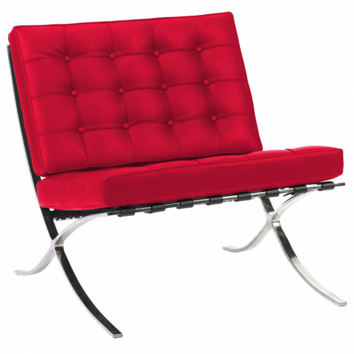 кресло barcelona chair кожа красное в Кургане