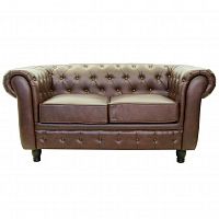 диван chesterfield двухместный прямой коричневый в Кургане