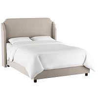 кровать двуспальная с мягкой спинкой 160х200 серая aurora wingback light gray в Кургане