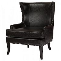 кресло мягкое с ушами черное gramercy club chair в Кургане