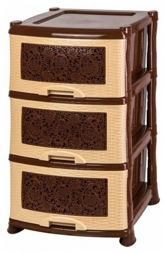 комод 3-х секционный без декора 40х46х73 см violet ажур бежево-коричневый в Кургане