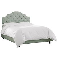 кровать двуспальная 160х200 светло-голубая с каретной стяжкой henley tufted swedish blue в Кургане