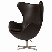 кресло egg chair кожа темно-коричневое в Кургане