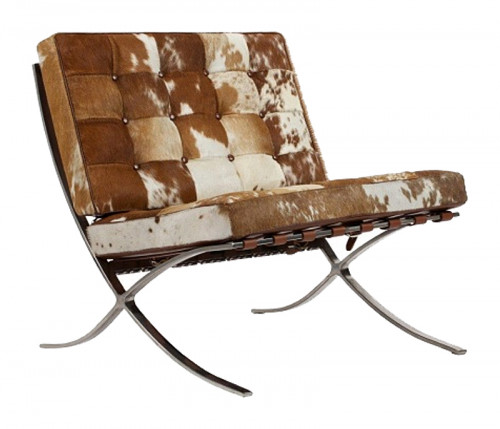 кресло barcelona chair коричнево-белое в Кургане