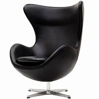 кресло с подлокотниками arne jacobsen style egg chair черное в Кургане