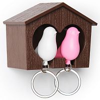 держатель+брелок для ключей двойной sparrow коричневый-белый-розовый в Кургане