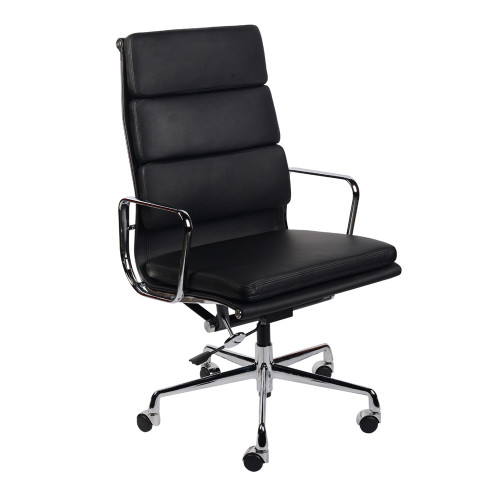 кресло eames style на колесиках черная кожа в Кургане