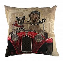 подушка с забавными собаками на красном автомобиле doggie drivers red в Кургане