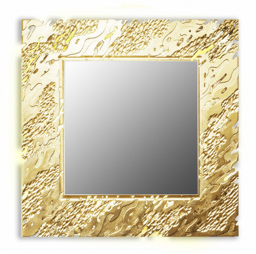 зеркало золотое квадратное 74х74 см с декором reef в Кургане
