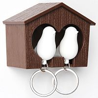 держатель+брелок для ключей двойной sparrow коричневый-белый в Кургане