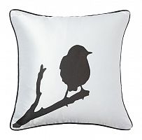 подушка с птичкой на ветке lone bird white в Кургане