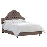 кровать двуспальная 160х200 серая с каретной стяжкой alina tufted smoke в Кургане
