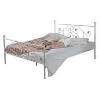 кованая двуспальная кровать 180х200 с двумя спинками белая камелия в Кургане