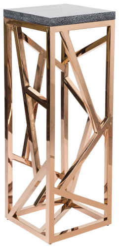 консоль geometric высокая 40x40x110 золото, серая столешница в Кургане
