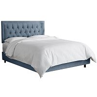 кровать двуспальная 160х200 голубая с каретной стяжкой alix steel blue в Кургане