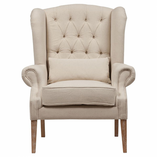 кресло wing back armchair белый лен в Кургане