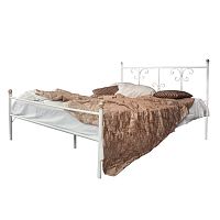 кованая двуспальная кровать 180х200 с одной спинкой белая симона в Кургане