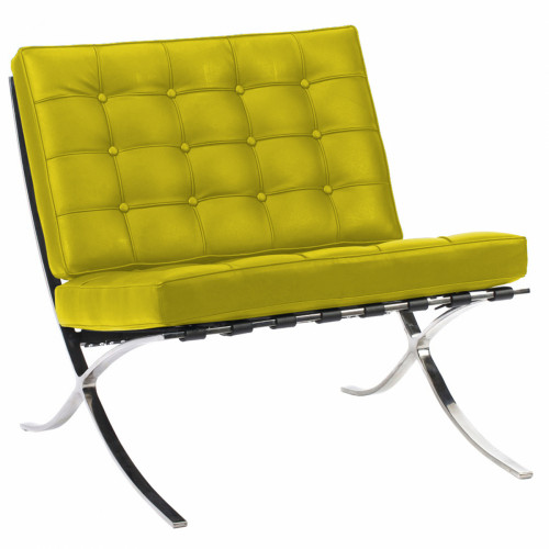 кресло barcelona chair кожа лимонное в Кургане
