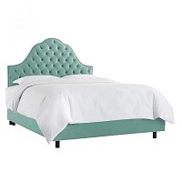 кровать двуспальная 160х200 голубая с каретной стяжкой alina tufted seafoam в Кургане