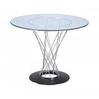 стол noguchi cyclone glass диаметр 80 см хром, прозрачный в Кургане