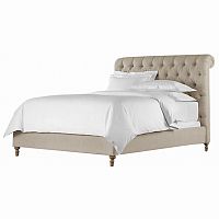 кровать двуспальная 160х200 бежевая из велюра chesterfield fabric sleigh bed в Кургане