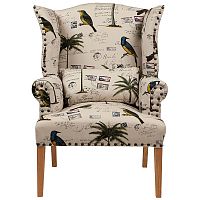 кресло мягкое с ушами quinn tufted armchair бежевое с рисунком в Кургане