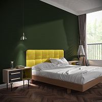 кровать двуспальная с мягким изголовьем 180x200 желтая tube в Кургане
