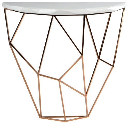 консоль geometric 100x38x90 золото, белая столешница в Кургане