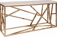 консоль geometric 180x50x90 золото, светло-коричневая столешница в Кургане