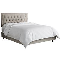 кровать двуспальная 180х200 серая с каретной стяжкой alix light gray в Кургане