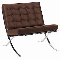 кресло barcelona chair экокожа коричневое в Кургане