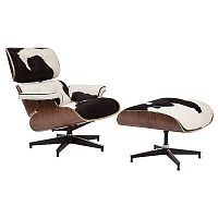 кресло lounge chair & ottoman черно-белое в Кургане