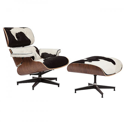кресло lounge chair & ottoman черно-белое в Кургане